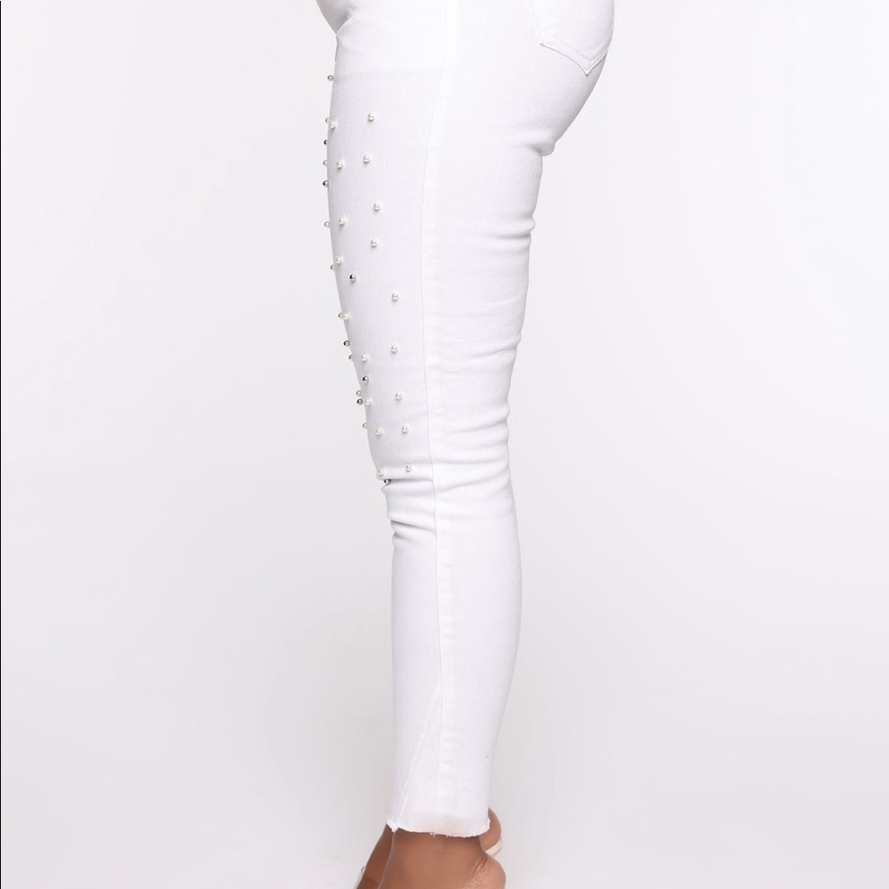 NET WHITE PEARL JEANS - Picture 3 of 3
